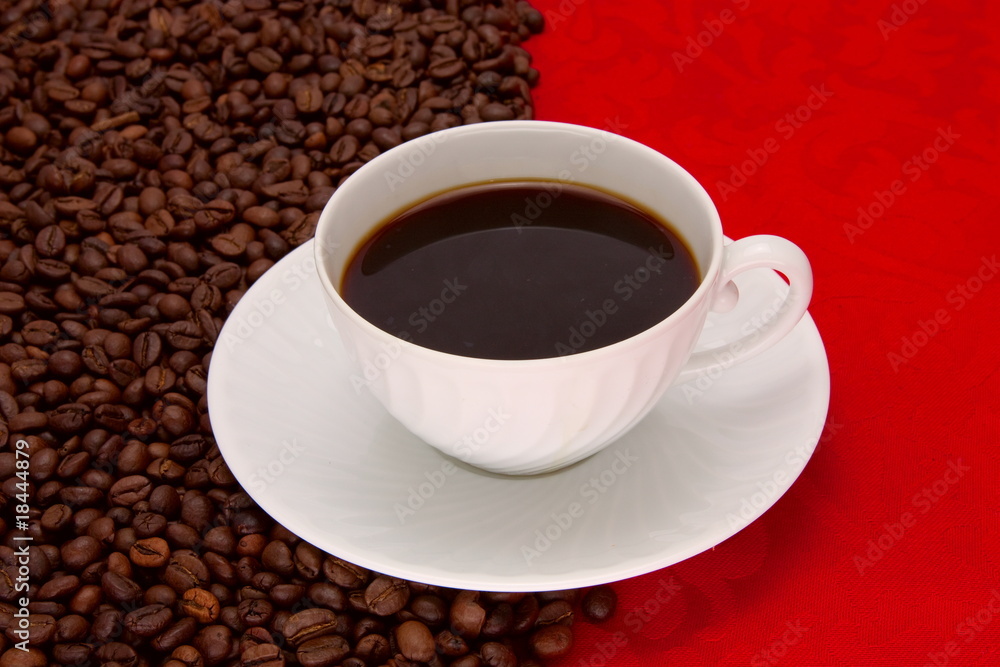Coffee cup over red background Coffee cup over red background