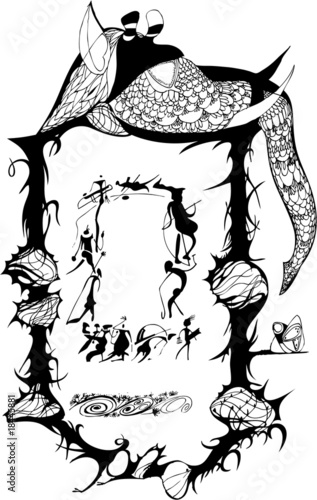 Dreams cave people. Vector art-illustration.