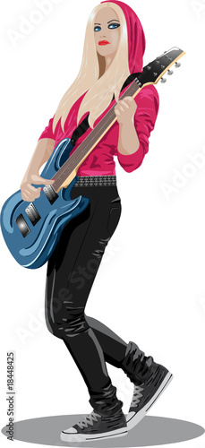 Vector series - beautiful brunette with guitar