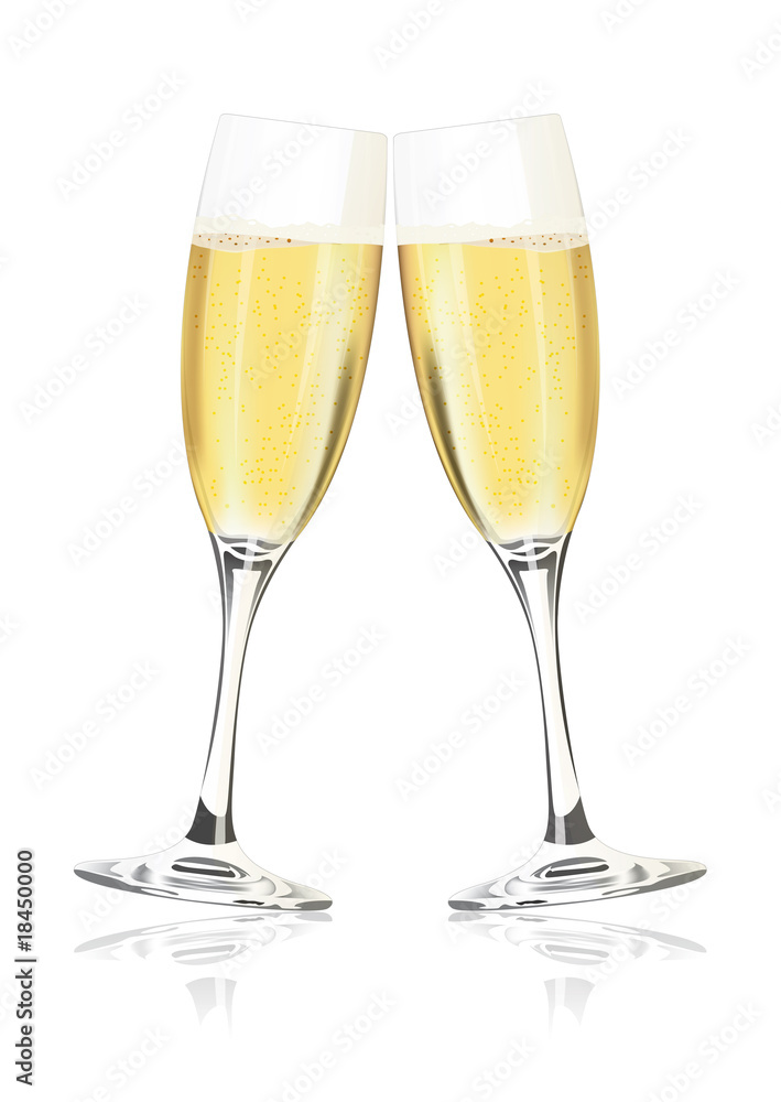 Vector champagne glasses on a white background