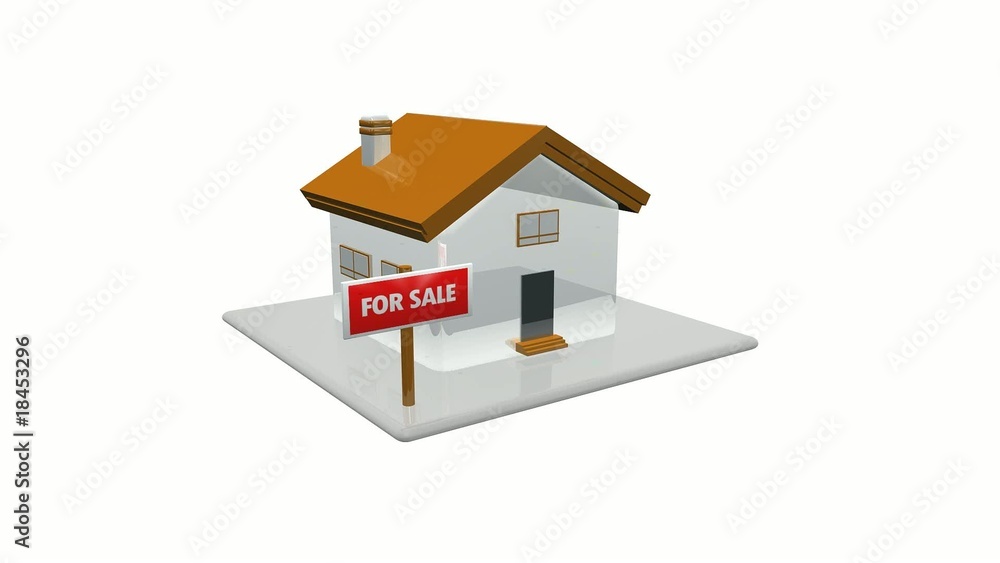 Animation 3D house for sale isolated illustration Animation 3D house for sale isolated illustration