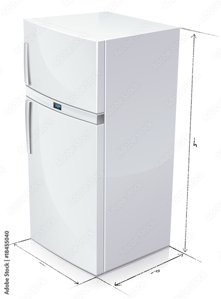 Dimension d'un réfrigérateur (reflet) Stock Vector | Adobe Stock