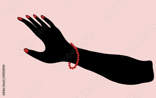 Silhouette of woman hand in retro style