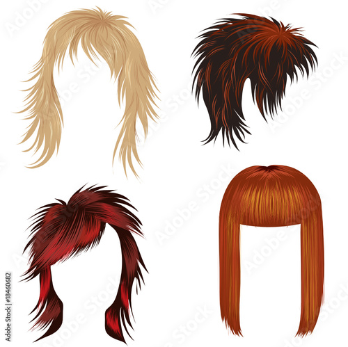 Vector set of trendy hair styling for woman