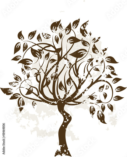 Decorative grunge tree, vector illustration