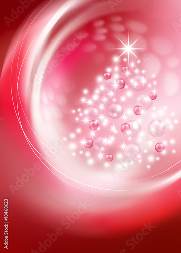 bright Christmas tree on red background