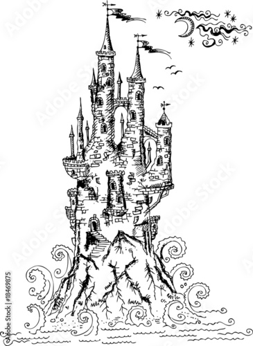 Old Gothic castle in the storm