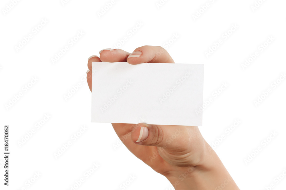 hand with blank white square hand with blank white square