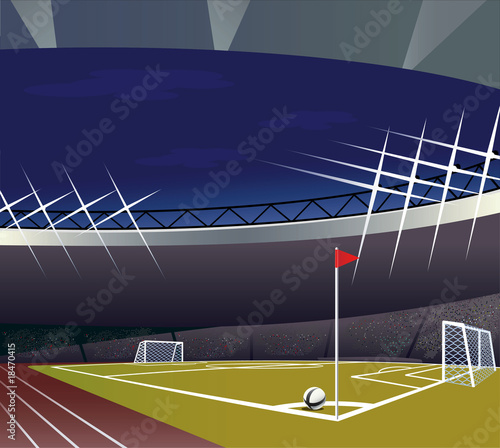 Soccer  field and stadium vector illustration.