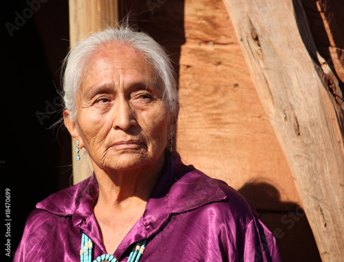 Canvas Print Beautiful 77 year Old Elderly Navajo Woman