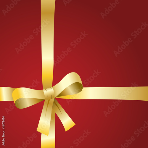 A red present with a golden ribbon for special events.