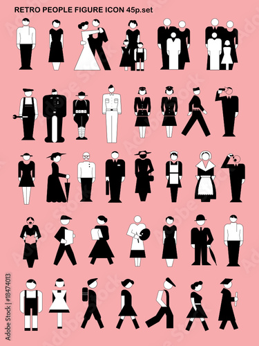 collection of retro people element