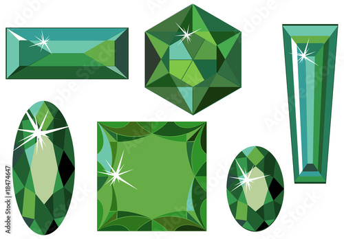 Different cut emeralds