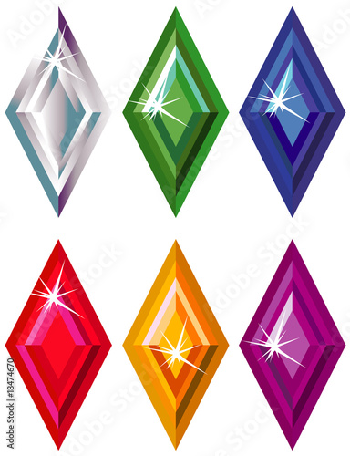 Rhombusor kite cut precious stones with sparkle