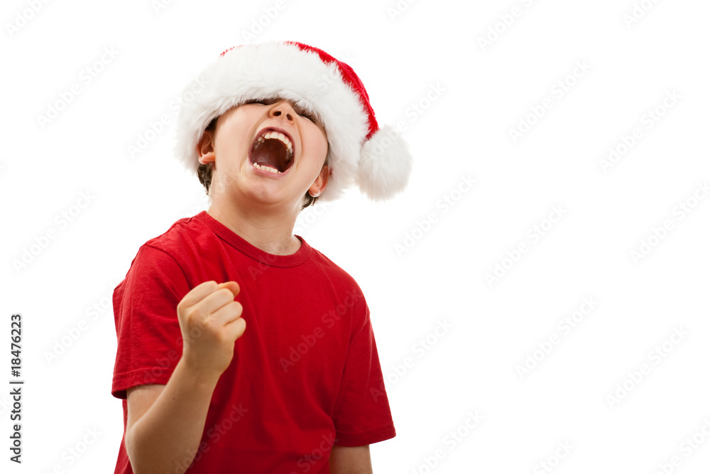 Boy as Santa Claus isolated on white background Boy as Santa Claus isolated on white background