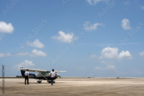 small aircraft with pilots now on board