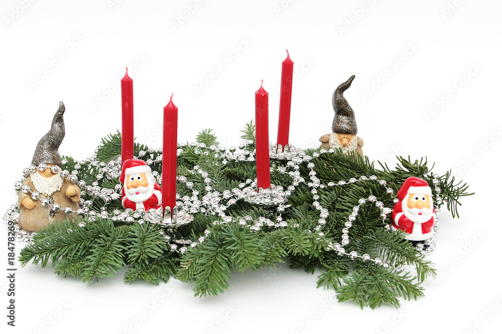 Tannenzweige mit Kerzen Stock-Foto | Adobe Stock