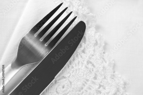 Silverware on Lace Napkin