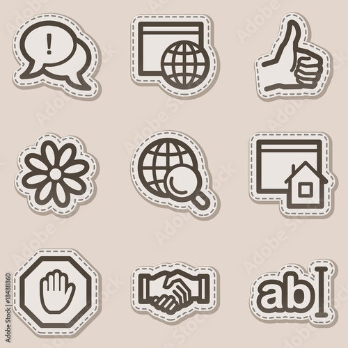 Internet web icons, brown contour sticker series