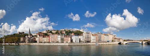 Lyon, France - Panoramic View of Lyon, Saone River and Fourviere #18489013