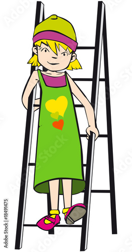 niña bajando escalera