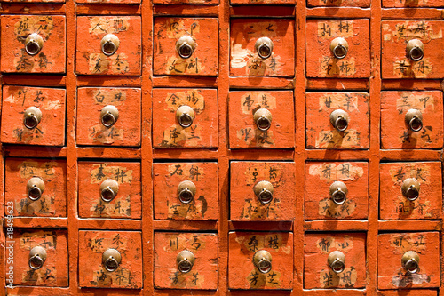 Εκτύπωση καμβά Red drawer of old fashioned chinese cabinet