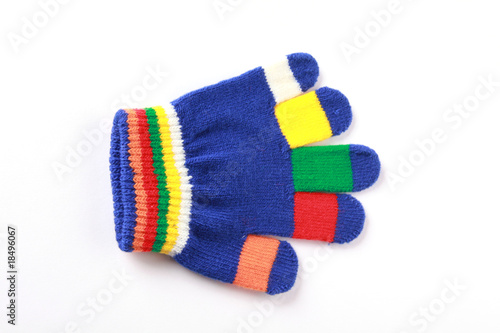 bright baby glove on white background
