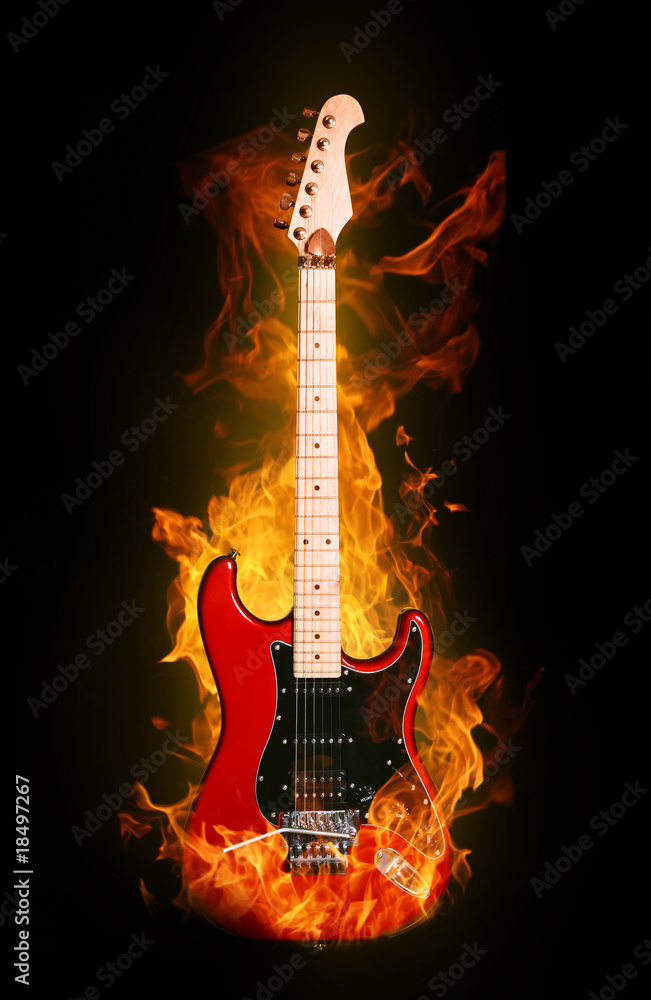 Fototapeta premium Fire electric guitar.