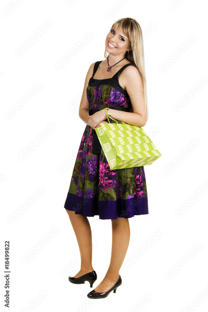 Cheerful young woman with shopping bag Cheerful young woman with shopping bag