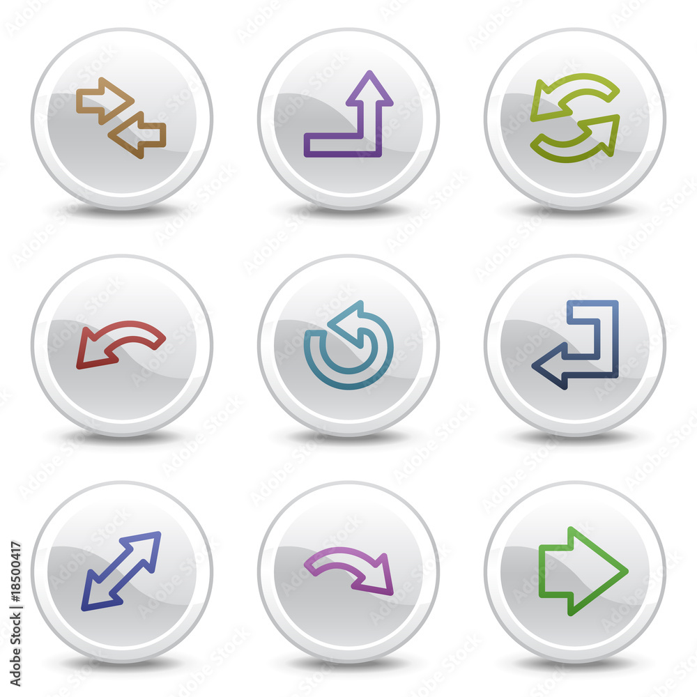 Arrows web colour icons, white circle buttons series Arrows web colour icons, white circle buttons series