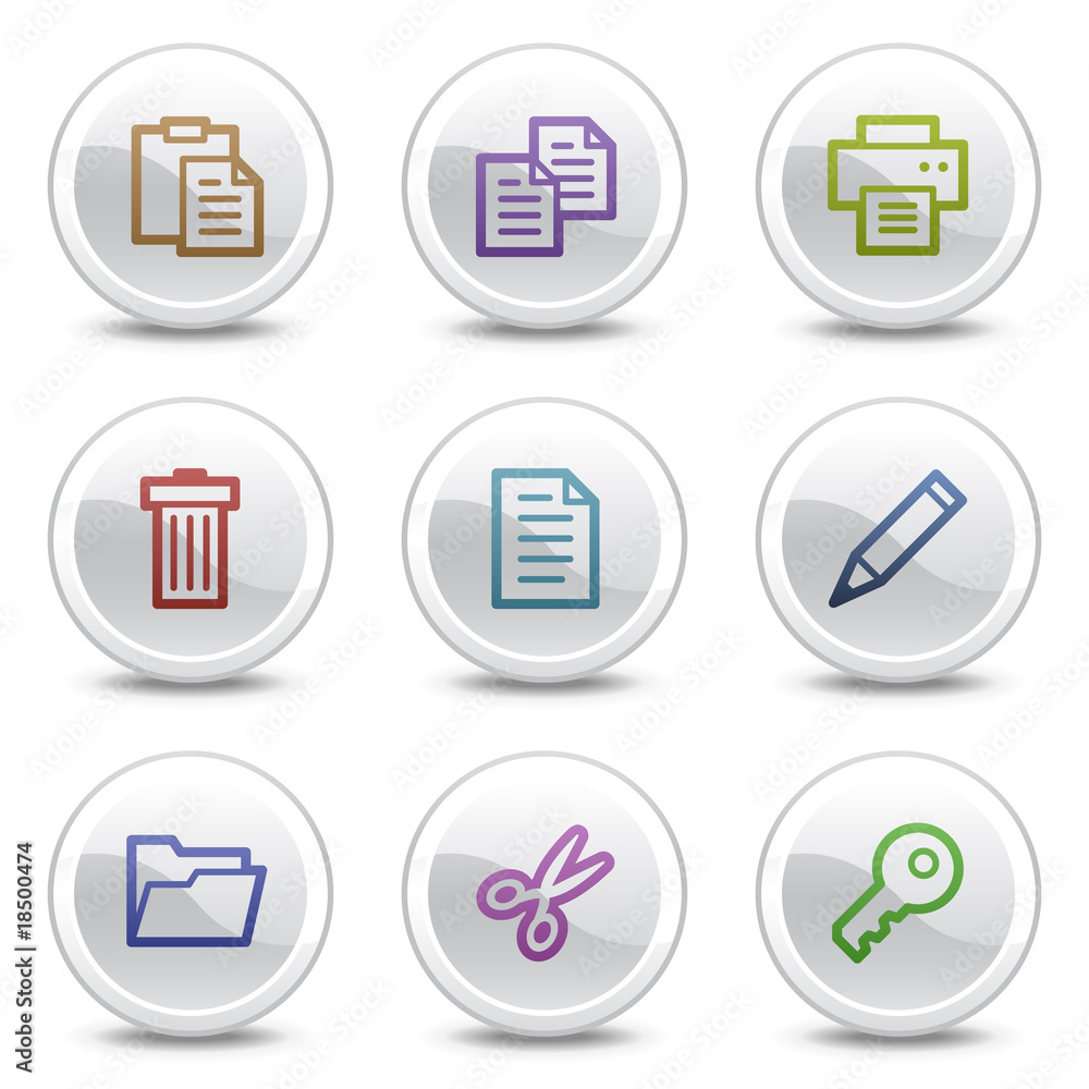 Document web colour icons, white circle buttons series Document web colour icons, white circle buttons series
