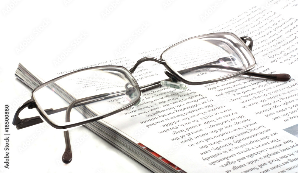 reading glasses and magazine.