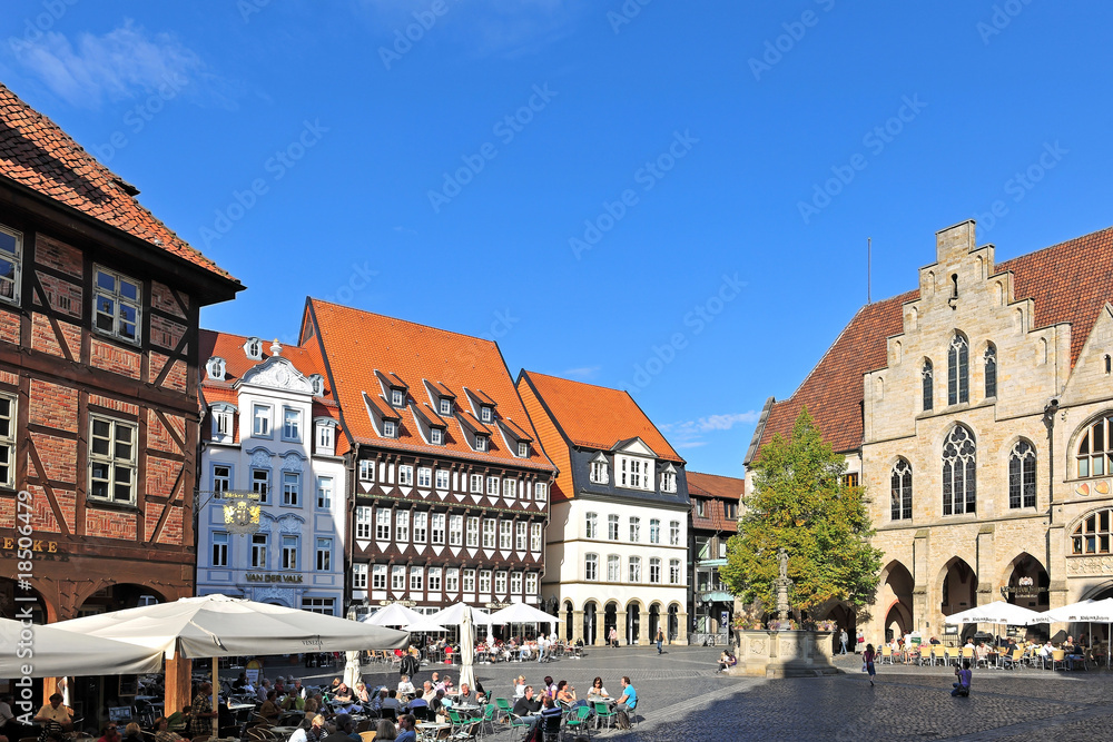 Hildesheim, Marktplatz mit berühmten Häusern