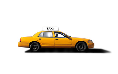 Sierkussen New York taxi Gele taxi in nachtelijk Manhattan  © olly