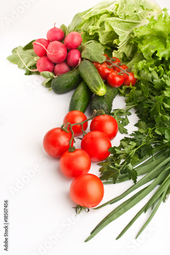 group of vegetables on white background