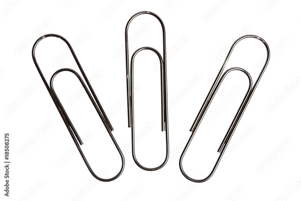 silver paper clip isolated over white background silver paper clip isolated over white background