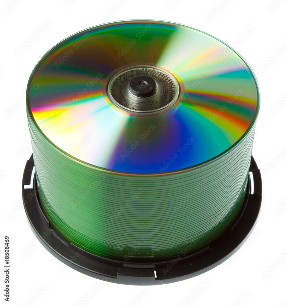 Laser disks in cake box are isolated on a white background Laser disks in cake box are isolated on a white background