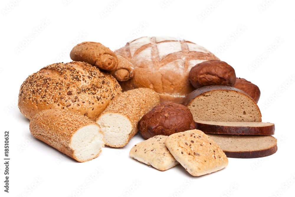 bread assortment on white bread assortment on white