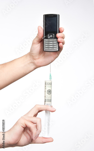 Wallpaper Mural mobile phone injected with money Torontodigital.ca