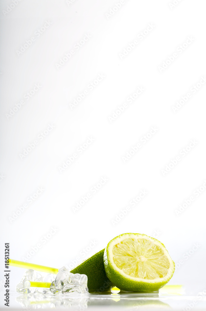 isolated lemon and ice