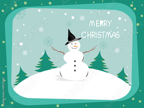 background with tree, snowman