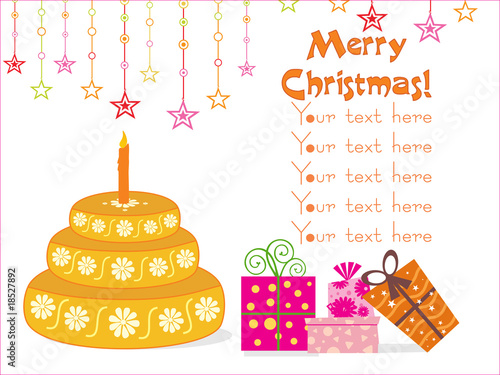 background with gift, cake