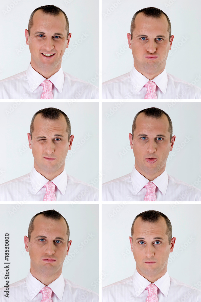 young man with different expression from face young man with different expression from face