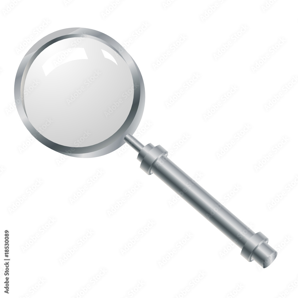 Magnifying glass with a metallic pen. Magnifying glass with a metallic pen.