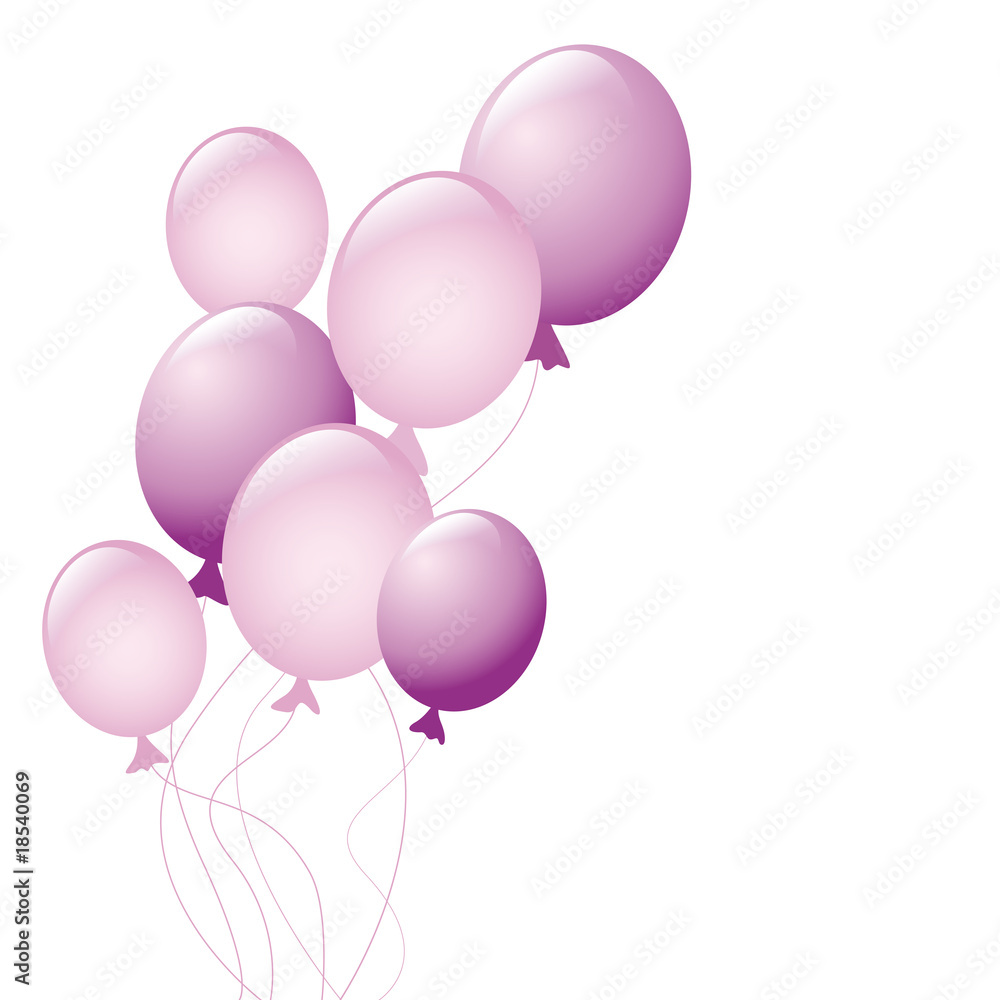 delicate pink ballons - obrazy, fototapety, plakaty 