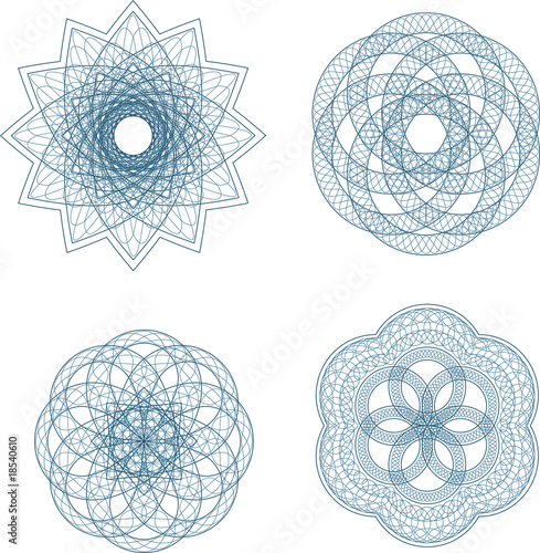 Guilloche vector elements for diploma or sertificate.