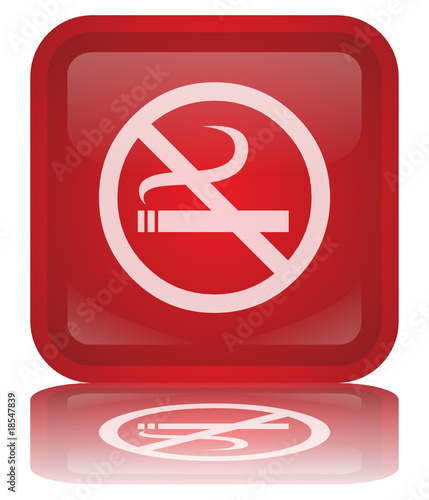 Bouton "Non-Fumeur" (carré - rouge - vecteur - avec reflet)