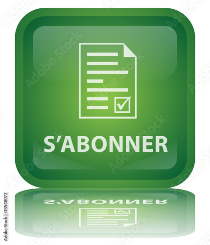 Bouton "S'Abonner" (carré - vert - brillant - vecteur - reflet)