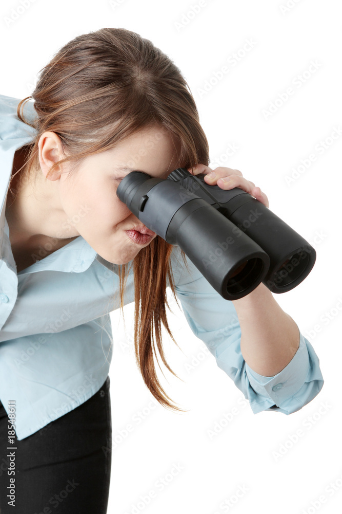 Young business woman with binocular Young business woman with binocular
