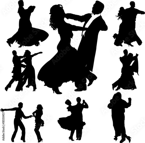 dancing couples silhouettes collection - vector